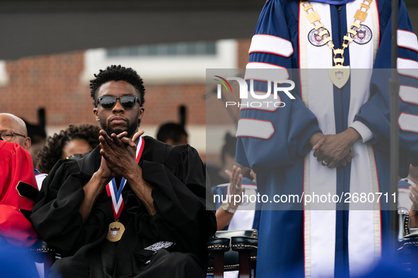 Howard University holds their commencement ceremony for the 2018 graduating class with actor and alumnus Chadwick Boseman, as the keynote sp...