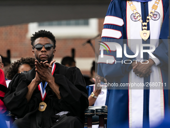 Howard University holds their commencement ceremony for the 2018 graduating class with actor and alumnus Chadwick Boseman, as the keynote sp...