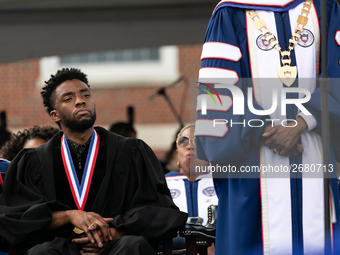 Howard University holds their commencement ceremony for the 2018 graduating class with actor and alumnus Chadwick Boseman, as the keynote sp...