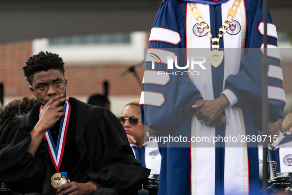 Howard University holds their commencement ceremony for the 2018 graduating class with actor and alumnus Chadwick Boseman, as the keynote sp...