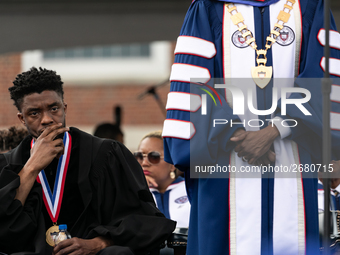 Howard University holds their commencement ceremony for the 2018 graduating class with actor and alumnus Chadwick Boseman, as the keynote sp...