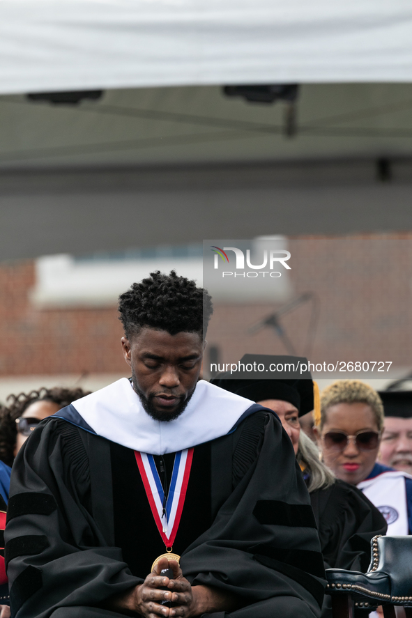 Howard University holds their commencement ceremony for the 2018 graduating class with actor and alumnus Chadwick Boseman, as the keynote sp...