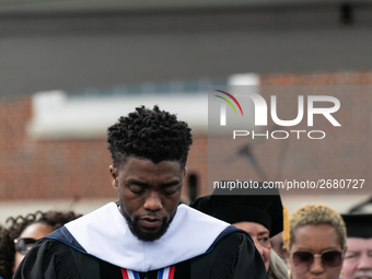 Howard University holds their commencement ceremony for the 2018 graduating class with actor and alumnus Chadwick Boseman, as the keynote sp...