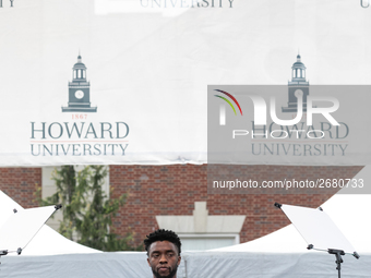 Actor and alumnus Chadwick Boseman delivers the keynote address at Howard University's commencement ceremony for the 2018 graduating class....