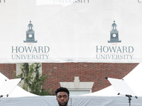 Actor and alumnus Chadwick Boseman delivers the keynote address at Howard University's commencement ceremony for the 2018 graduating class....