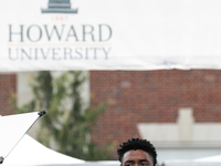 Actor and alumnus Chadwick Boseman delivers the keynote address at Howard University's commencement ceremony for the 2018 graduating class....