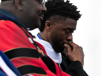 Actor and alumnus Chadwick Boseman (R), after he delivered the keynote address at Howard University's commencement ceremony for the 2018 gra...