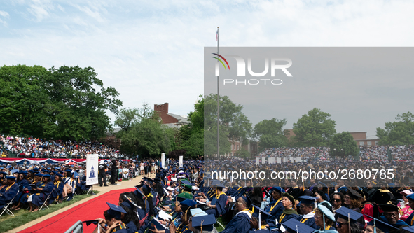 Howard University holds their commencement ceremony for the 2018 graduating class with actor and alumnus Chadwick Boseman, as the keynote sp...