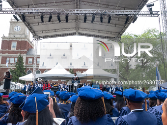 Howard University holds their commencement ceremony for the 2018 graduating class with actor and alumnus Chadwick Boseman, as the keynote sp...