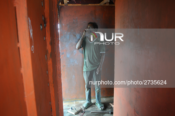 Workers during work at keranigonj Dockyard area in The capital Dhaka, Bangladesh on Wednesday 23 May 2018. 