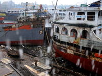 Workers during work at keranigonj Dockyard area in The capital Dhaka, Bangladesh on Wednesday 23 May 2018. (