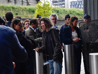 A protester who was arrested by police during the Arago highschool blocade, get out of the Courthouse in paris on the 24 may 2018.(