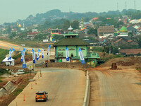 Jami Baitul Mustaghfirin Mosque, standing in the middle of the construction of Batang-Semarang Toll Road, Central Java. Indonesia in June, 4...