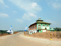 Jami Baitul Mustaghfirin Mosque, standing in the middle of the construction of Batang-Semarang Toll Road, Central Java. Indonesia in June, 4...