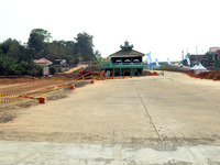 Jami Baitul Mustaghfirin Mosque, standing in the middle of the construction of Batang-Semarang Toll Road, Central Java. Indonesia in June, 4...