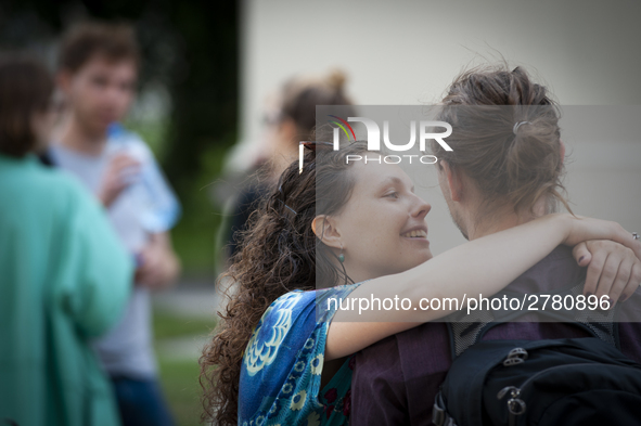 Students protest the changes in the higher education law in Warsaw, Poland on June 5, 2018. The new Gowin law the students say will severely...