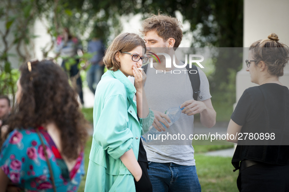 Students protest the changes in the higher education law in Warsaw, Poland on June 5, 2018. The new Gowin law the students say will severely...