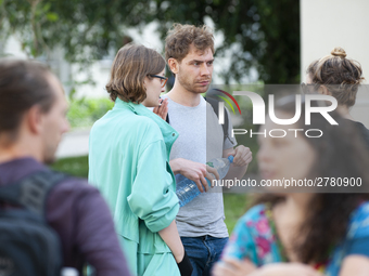 Students protest the changes in the higher education law in Warsaw, Poland on June 5, 2018. The new Gowin law the students say will severely...