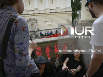 Students protest the changes in the higher education law in Warsaw, Poland on June 5, 2018. The new Gowin law the students say will severely...