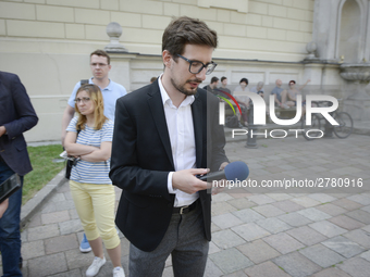 Students protest the changes in the higher education law in Warsaw, Poland on June 5, 2018. The new Gowin law the students say will severely...