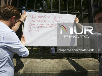 A banner written by students who are occupying the Department of Philosophy of Jagiellonian University in Krakow, Poland on 10 June, 2018. O...