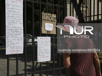 Banners written by students who are occupying the Department of Philosophy of Jagiellonian University in Krakow, Poland on 9 June, 2018. On...