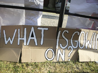 A banner written by students who are occupying the Department of Philosophy of Jagiellonian University in Krakow, Poland on 10 June, 2018. O...