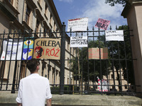 Banners written by students who are occupying the Department of Philosophy of Jagiellonian University in Krakow, Poland on 10 June, 2018. On...