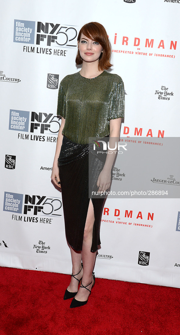 Emma Stone  attends "Birdman or The Unexpected Virtue of Ignorance" screening at The 52nd New York Film Festival on October 11, 2014 at Alic...