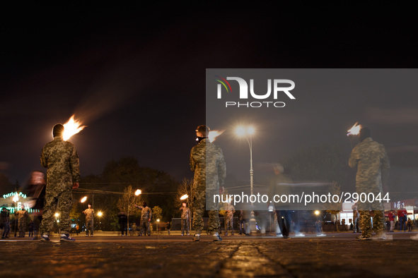 Procession of the pro-Ukrainian activists in support of the recognition of the soldiers of the Ukrainian Insurgent Army. Ukraine, Kharkiv. O...