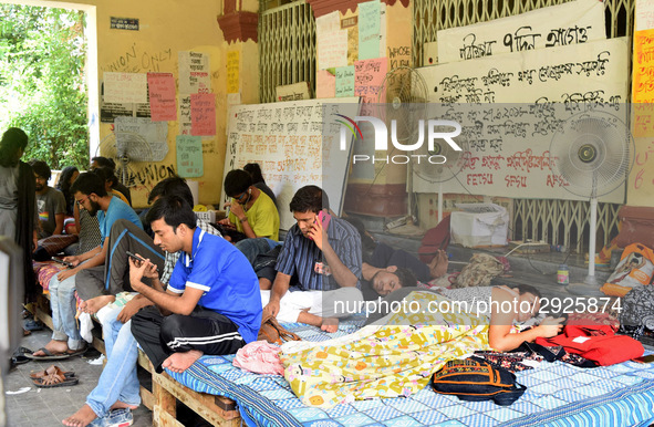 Jadavpur University Students hunger strike at the University campus on July 08,2018 in Kolkata city in India. 