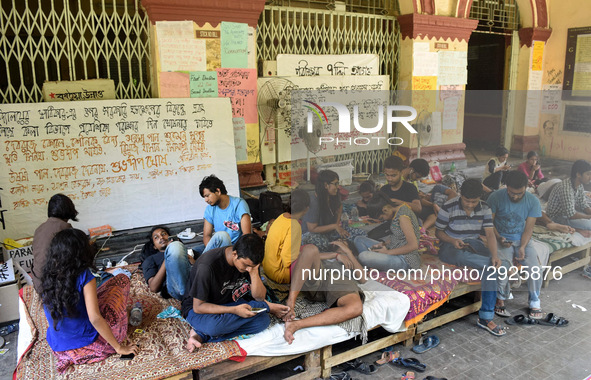 Jadavpur University Students hunger strike at the University campus on July 08,2018 in Kolkata city in India. 