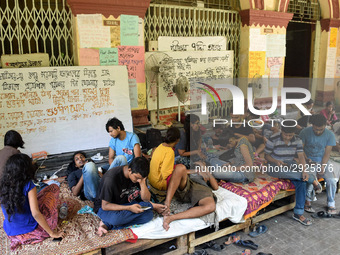 Jadavpur University Students hunger strike at the University campus on July 08,2018 in Kolkata city in India. (