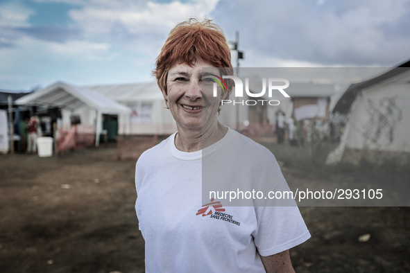 A portrait of Midwife Flowa Houldsworth, from Bishops Tawton near Barnstable North Devon. She works in the Doctors without Borders ETU with...