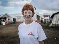 A portrait of Midwife Flowa Houldsworth, from Bishops Tawton near Barnstable North Devon. She works in the Doctors without Borders ETU with...