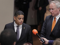 United Nations, New York, USA, July 11, 2018 - Press Encounter with Prime Minister of Curacao Eugene Rhuggenaath before the Security Council...