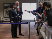 United Nations, New York, USA, July 11, 2018 - Press Encounter with Prime Minister of Curacao Eugene Rhuggenaath before the Security Council...