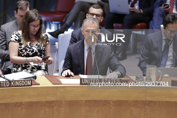 United Nations, New York, USA, July 11, 2018 -  New US Deputy Representative Jonathan Cohen during the Security Council Meeting on Understan...