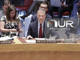 United Nations, New York, USA, July 11, 2018 -  New US Deputy Representative Jonathan Cohen during the Security Council Meeting on Understan...