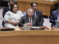 United Nations, New York, USA, July 11, 2018 - President of Nauru Baron Waqa during the Security Council Meeting on Understanding and addres...