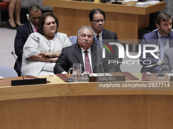 United Nations, New York, USA, July 11, 2018 - President of Nauru Baron Waqa during the Security Council Meeting on Understanding and addres...