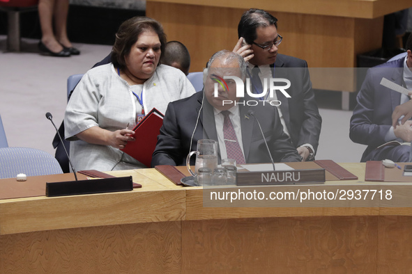 United Nations, New York, USA, July 11, 2018 - President of Nauru Baron Waqa during the Security Council Meeting on Understanding and addres...