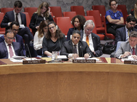 United Nations, New York, USA, July 11, 2018 -  Prime Minister of Curacao Eugene Rhuggenaath during the Security Council Meeting on Understa...