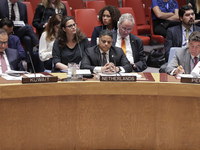 United Nations, New York, USA, July 11, 2018 -  Prime Minister of Curacao Eugene Rhuggenaath during the Security Council Meeting on Understa...