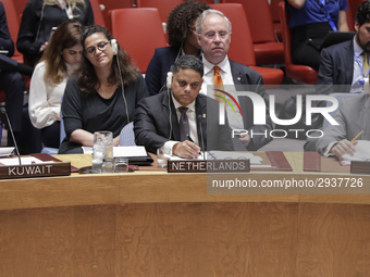 United Nations, New York, USA, July 11, 2018 -  Prime Minister of Curacao Eugene Rhuggenaath during the Security Council Meeting on Understa...