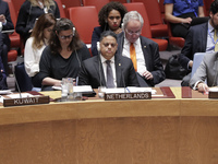 United Nations, New York, USA, July 11, 2018 -  Prime Minister of Curacao Eugene Rhuggenaath during the Security Council Meeting on Understa...