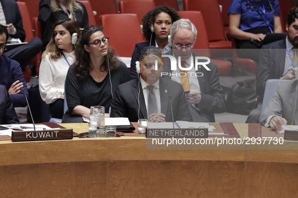 United Nations, New York, USA, July 11, 2018 -  Prime Minister of Curacao Eugene Rhuggenaath during the Security Council Meeting on Understa...