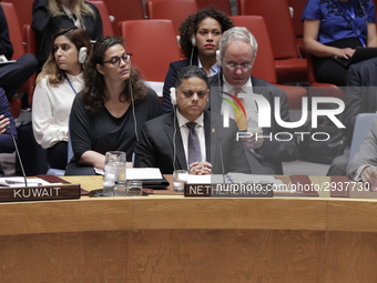 United Nations, New York, USA, July 11, 2018 -  Prime Minister of Curacao Eugene Rhuggenaath during the Security Council Meeting on Understa...