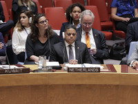 United Nations, New York, USA, July 11, 2018 -  Prime Minister of Curacao Eugene Rhuggenaath during the Security Council Meeting on Understa...