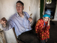 Alikoč village, east Macedonia. The oldest couple of the village. (